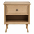 Comodino rettangolare con 1 cassetto e vano aperto in MDF effetto rovere naturale 45 x 40 x 55 cm