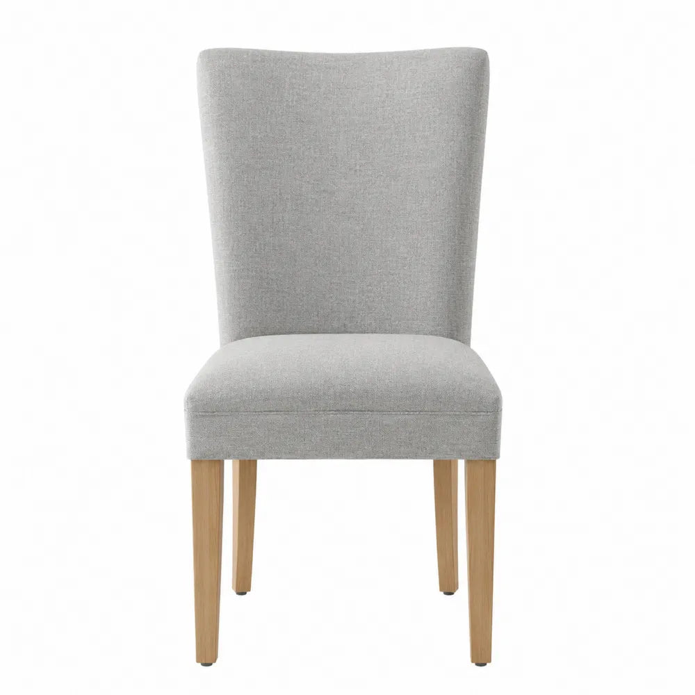 Sedia da pranzo imbottita schienale curvo in legno massello di faggio rivestimento in tessuto poliestere colore grigio e legno naturale 50 cm x 55 cm x 90 cm