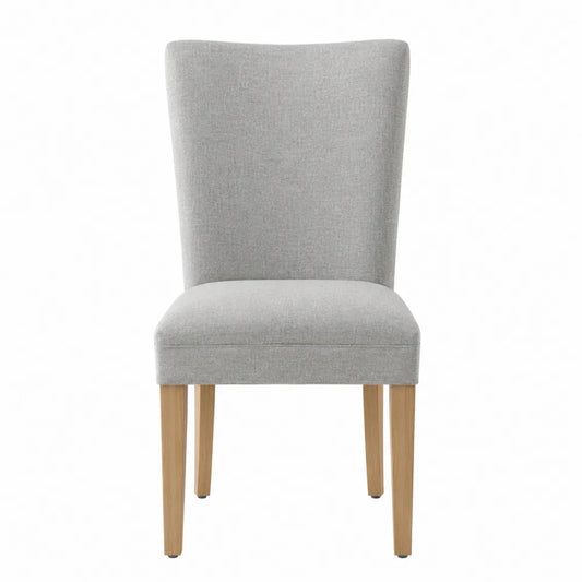 Sedia da pranzo imbottita schienale curvo in legno massello di faggio rivestimento in tessuto poliestere colore grigio e legno naturale 50 cm x 55 cm x 90 cm