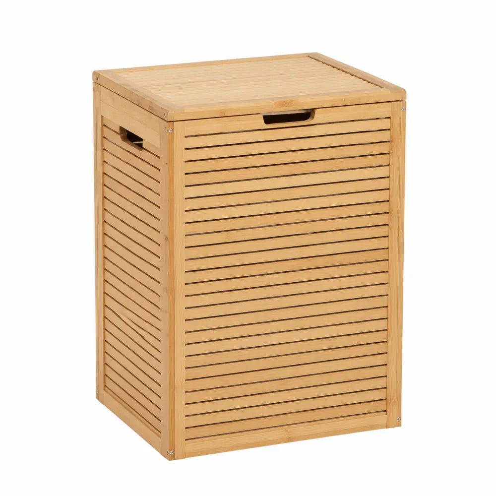 Contenitore portaoggetti da esterno in bambù con coperchio ribaltabile struttura a doghe legno naturale 80 cm 50 cm 40 cm 120 L
