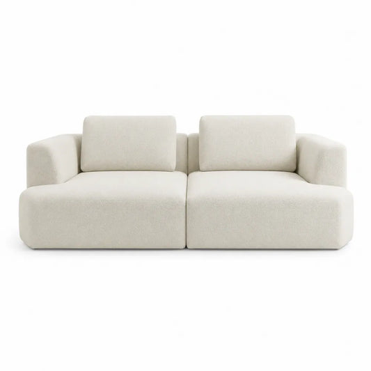 Divano modulare a 2 posti in tessuto bouclé beige con braccioli e schienali imbottiti 200 x 95 x 75 cm